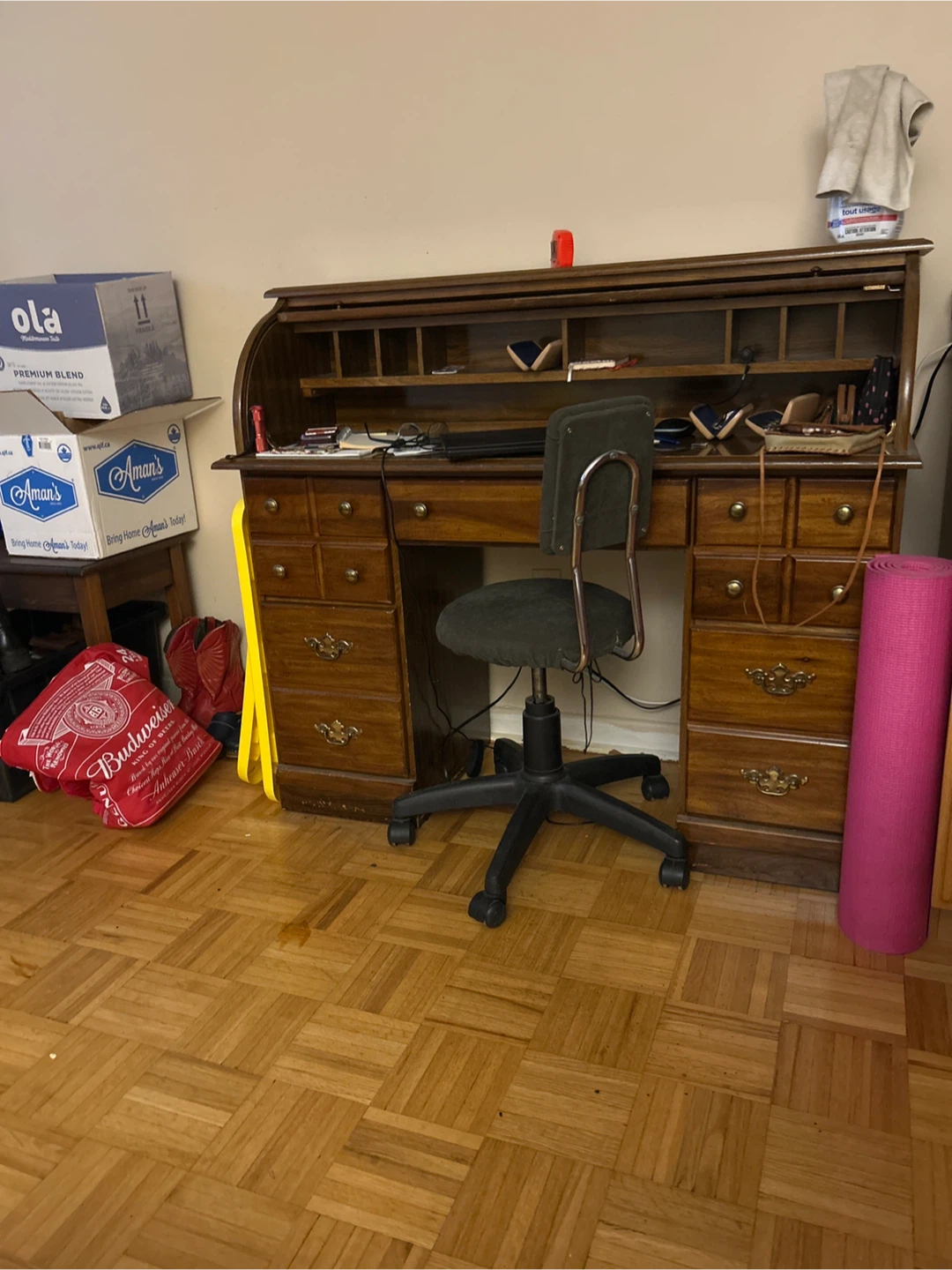Roll Top Desk with Chair - Wood - photo 2