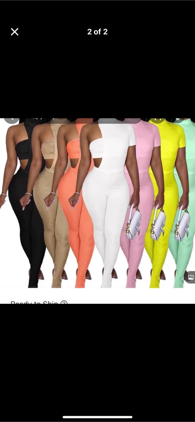 Women's Ribbed Two-Piece Outfit - Various Colours