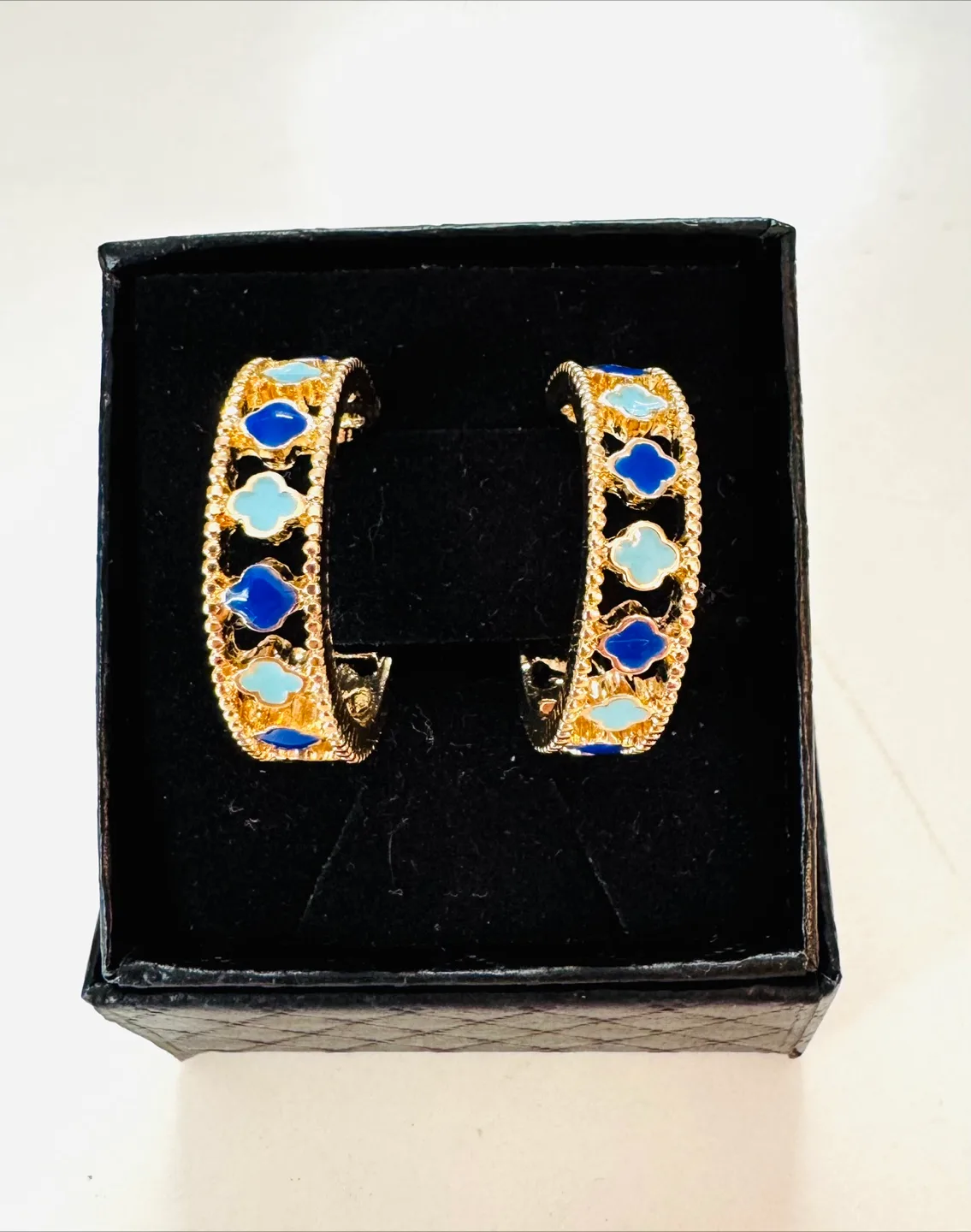 Gold 14k Plated mini Clover Hoop Earrings