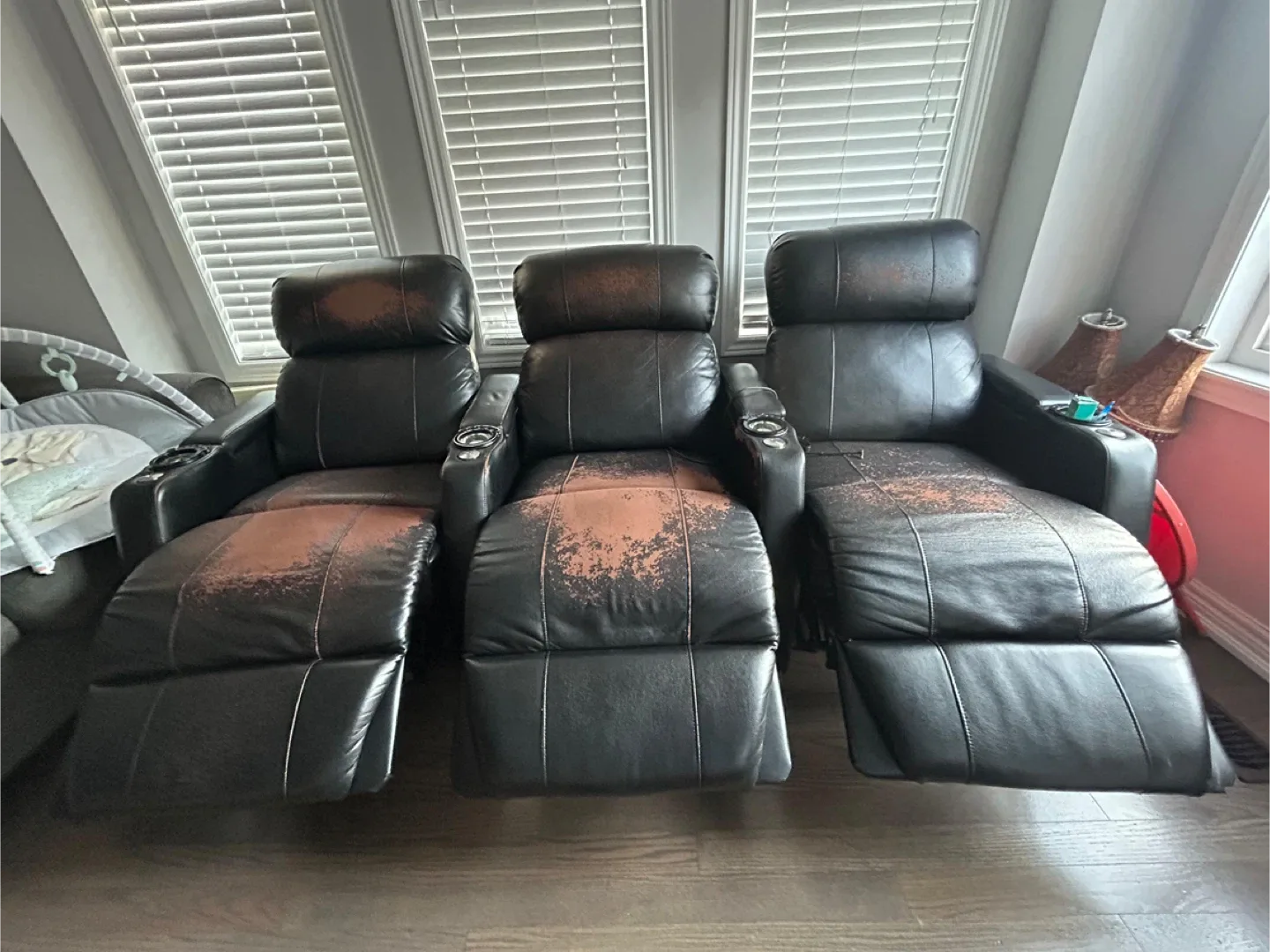3-Seat Black Leather Power Reclining Sofa image indicator(2)