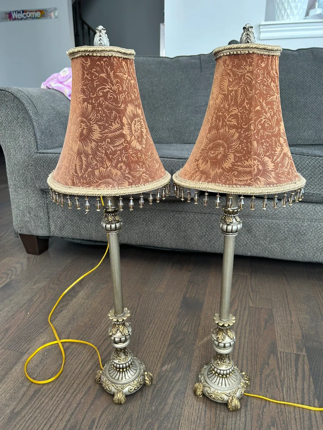 Pair of Floral Patterned Table Lamps image indicator(2)