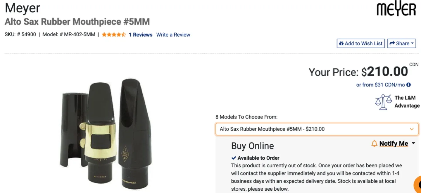 Alto Sax Meyer Rubber Mouthpiece #5MM image indicator(4)