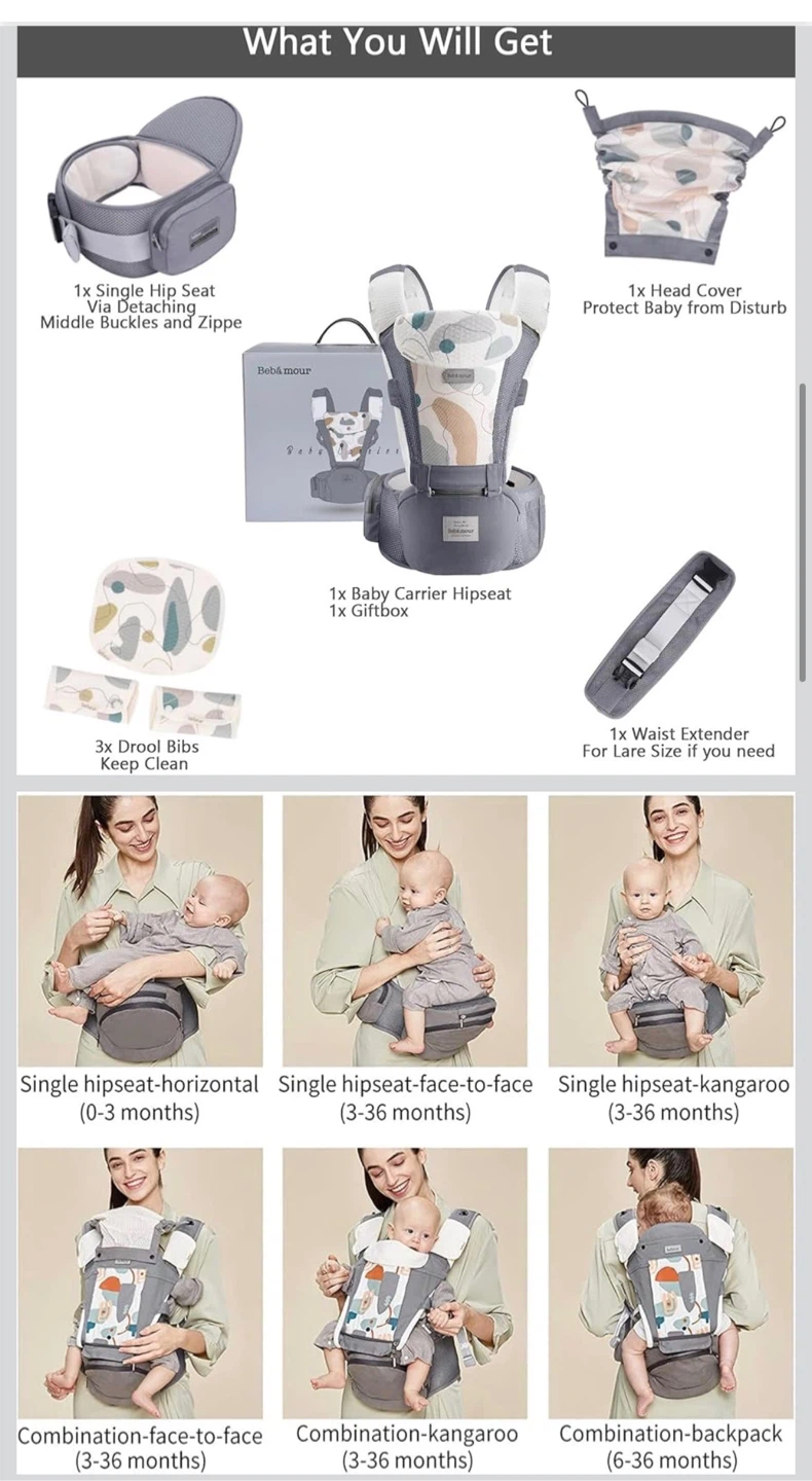 Bébámour Baby Carrier - Grey - photo 4