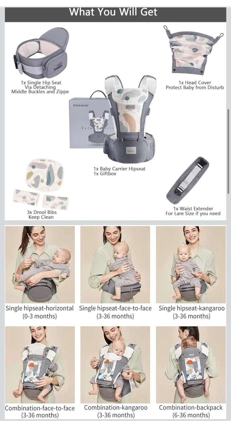 Bébámour Baby Carrier - Grey image indicator(4)