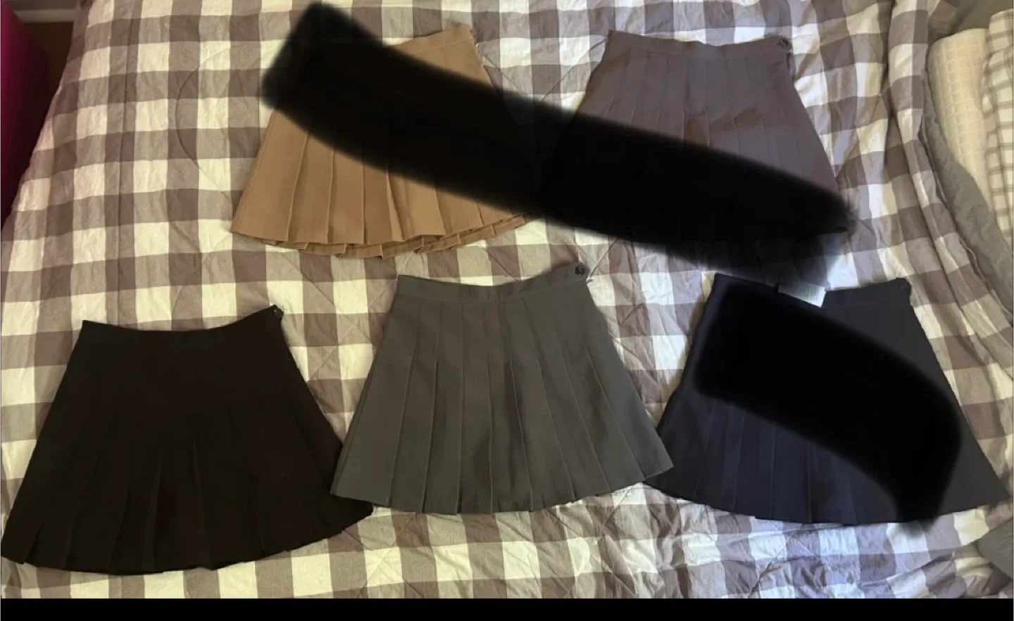 Pleated Mini Skirts - Black and Grey thumbnail