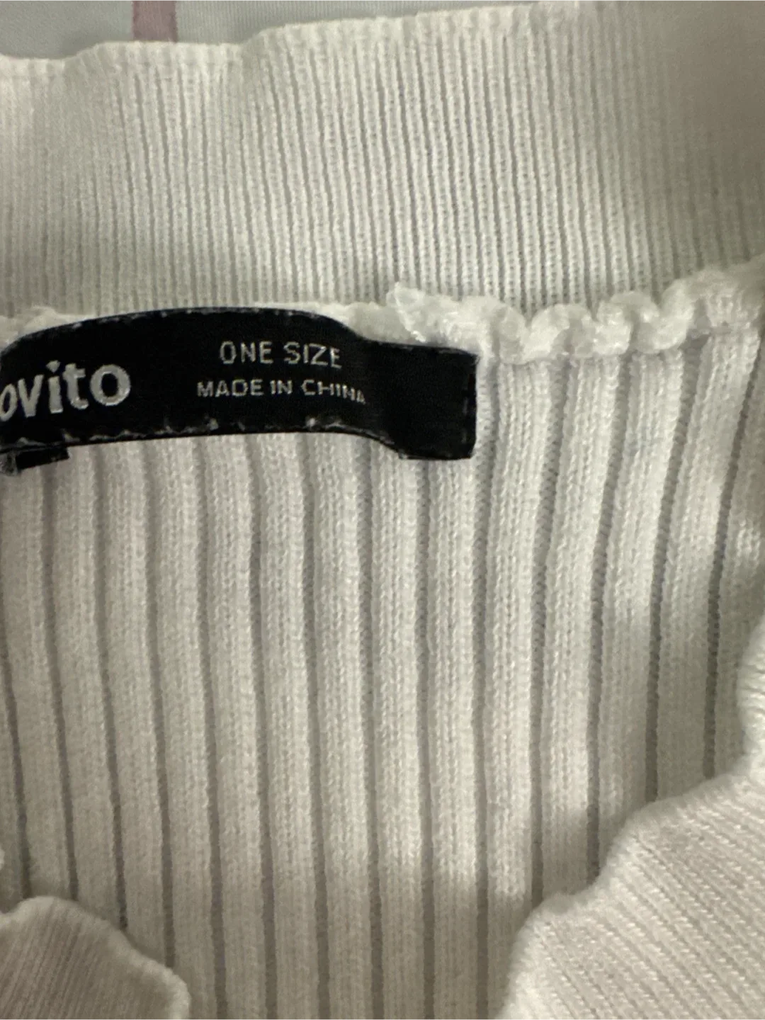 Sovito White Ribbed Top - One Size image indicator(2)