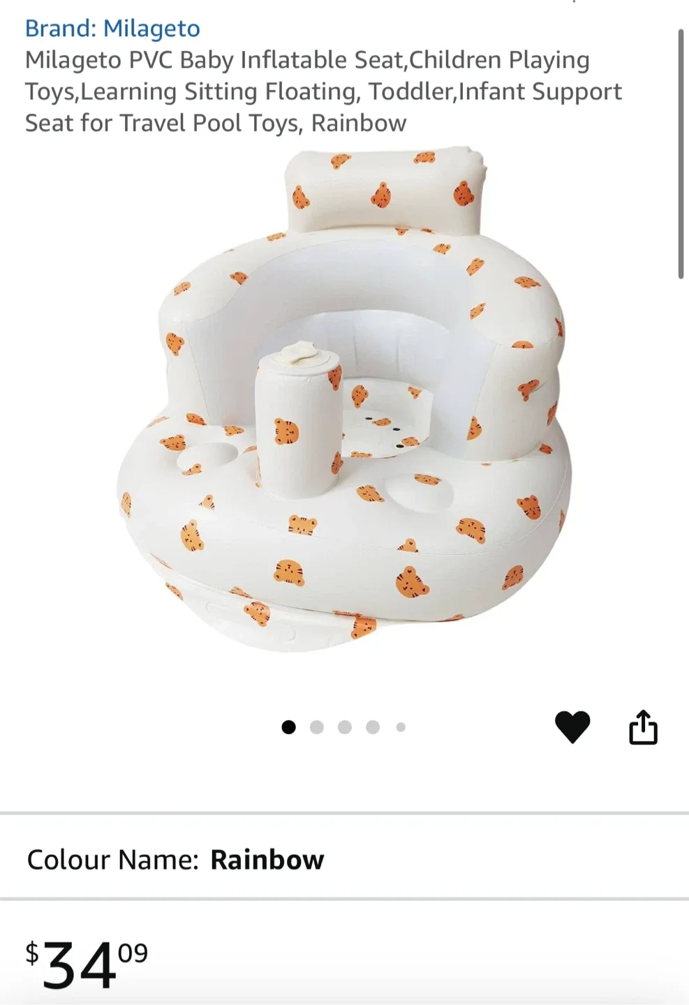Milageto PVC Baby Inflatable Seat - Rainbow
