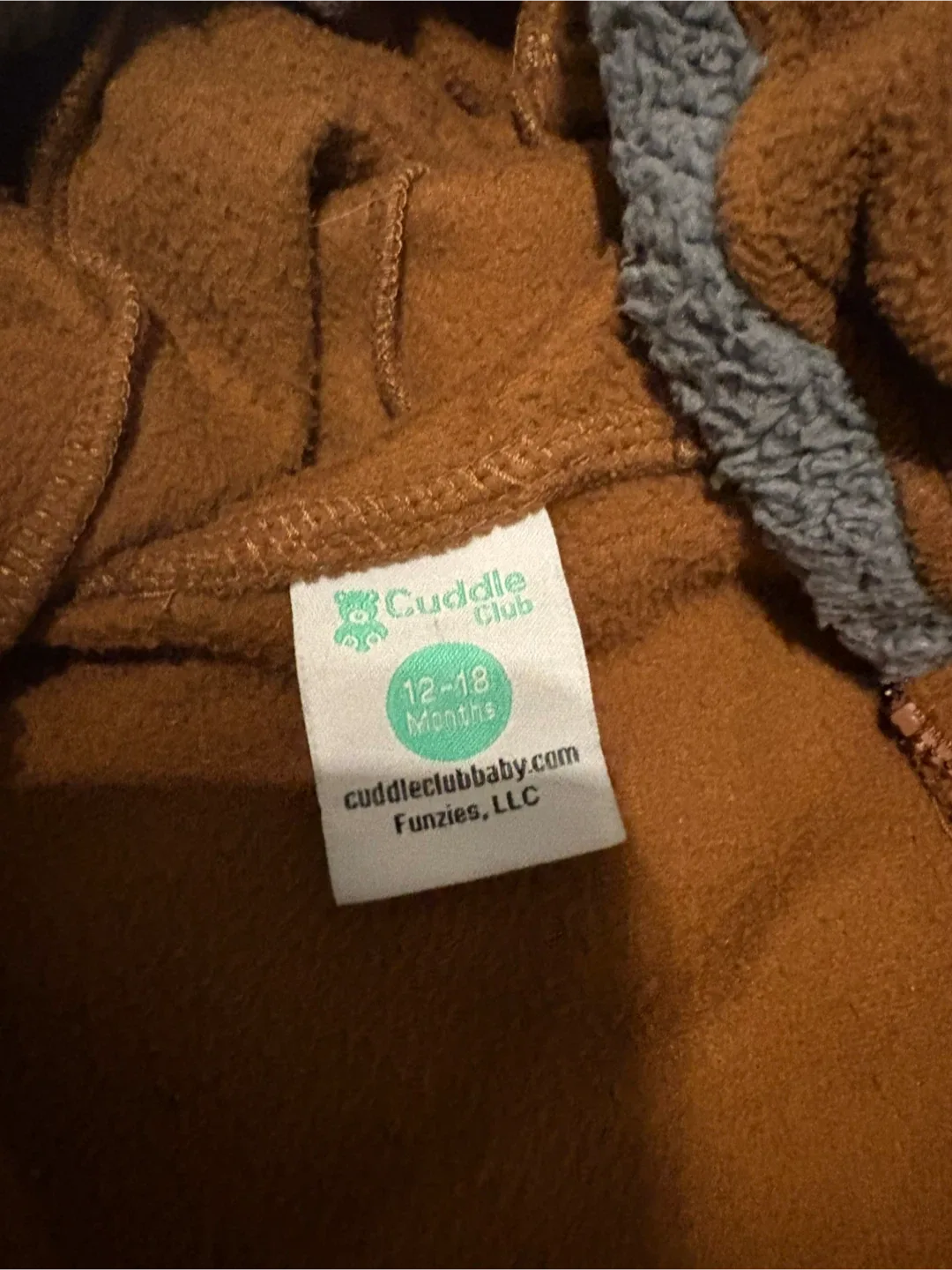 Cuddle Club 12-18 Months Fleece Onesie image indicator(2)