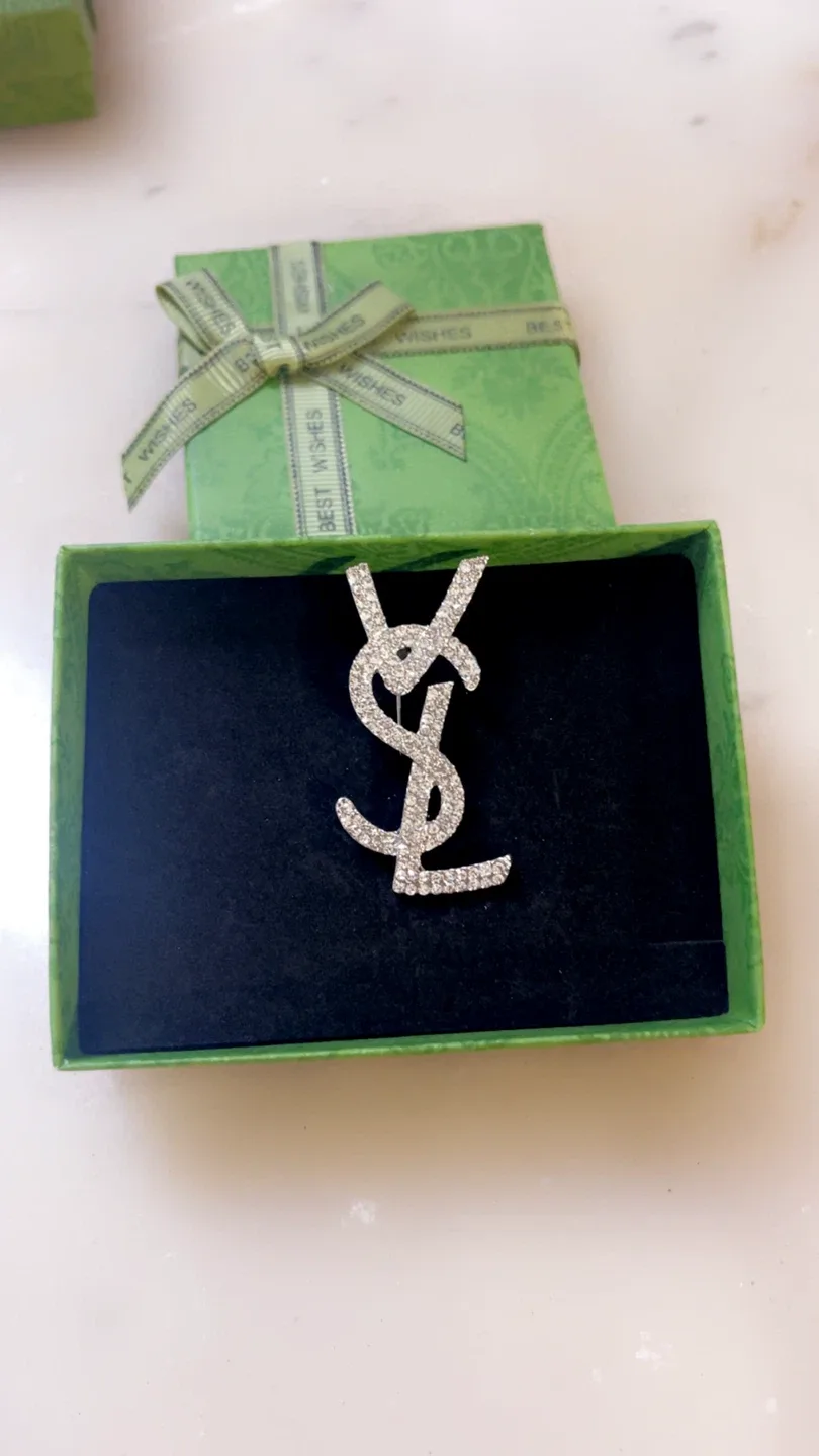 Saint Laurent YSL Rhinestone Brooch - New in Box! image indicator(3)