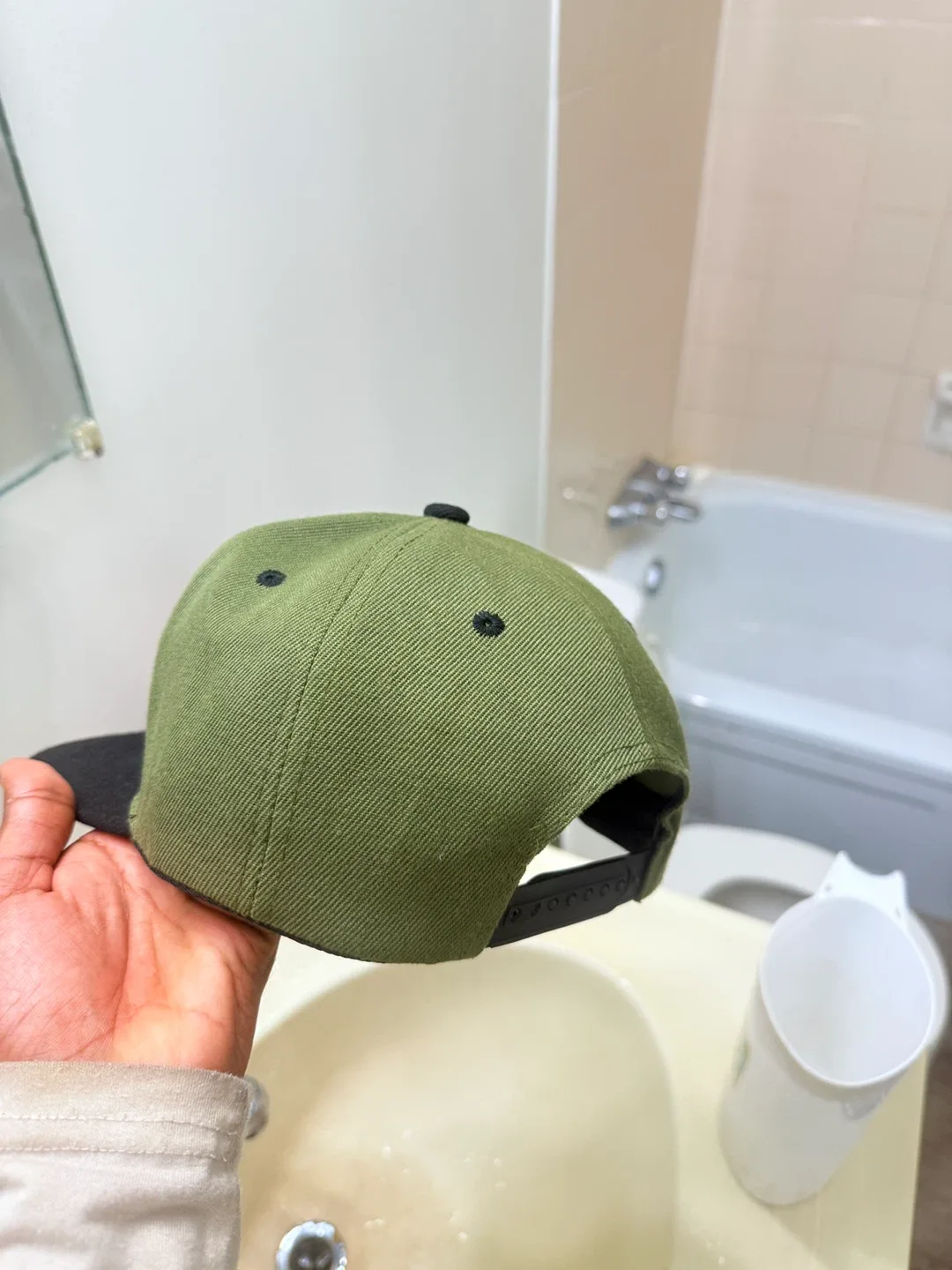 Olive Green & Black Fitted Baseball Cap