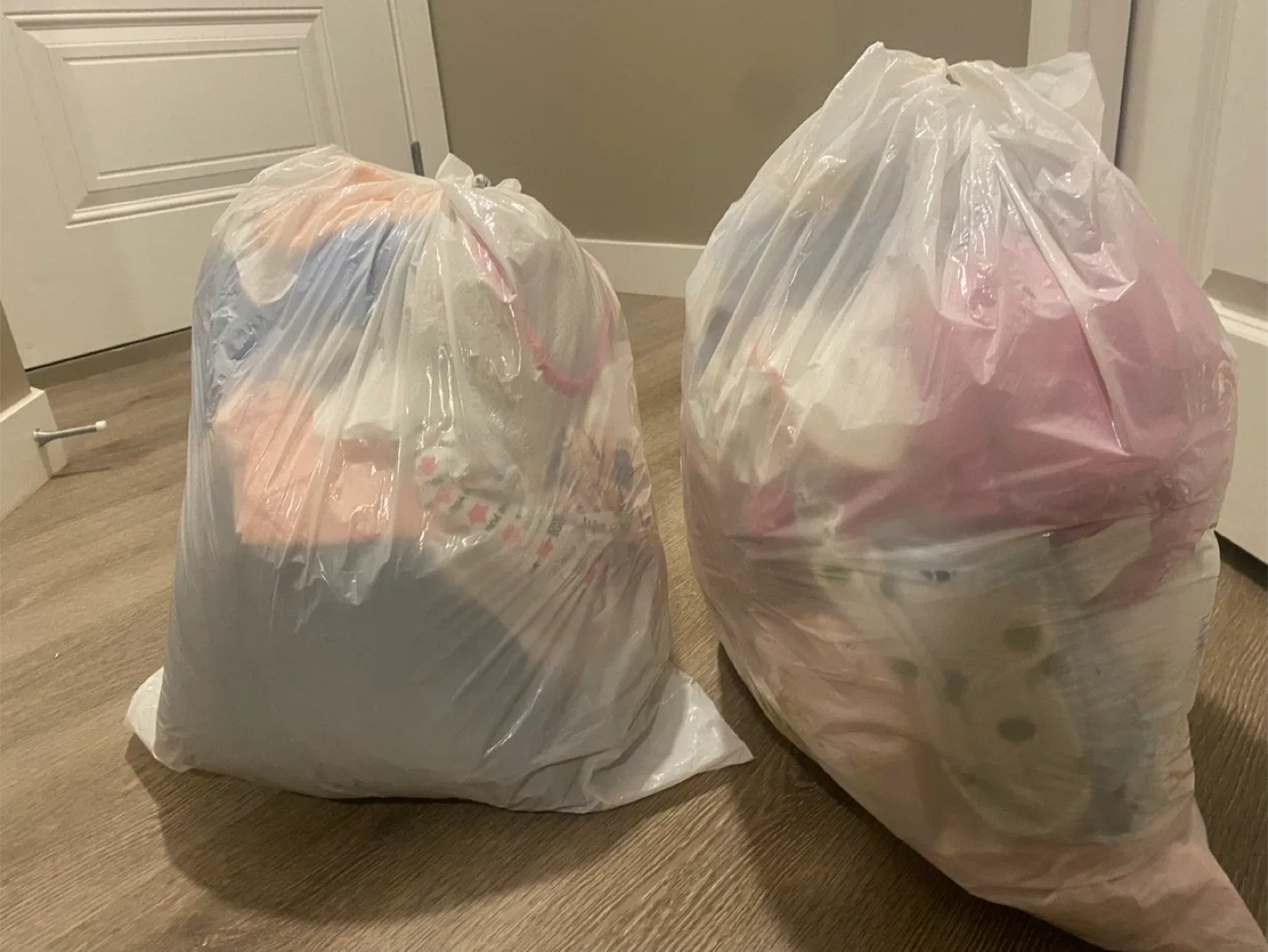 Bags of baby clothes