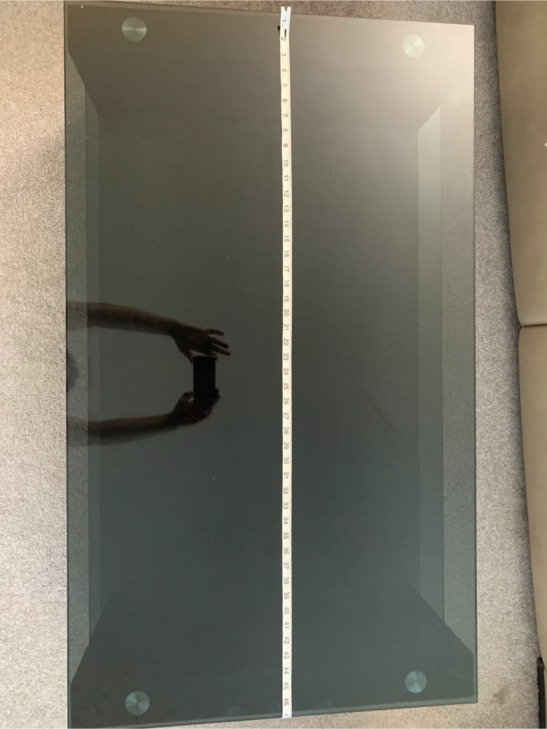 Black Glass Top Coffee Table - 46" Length