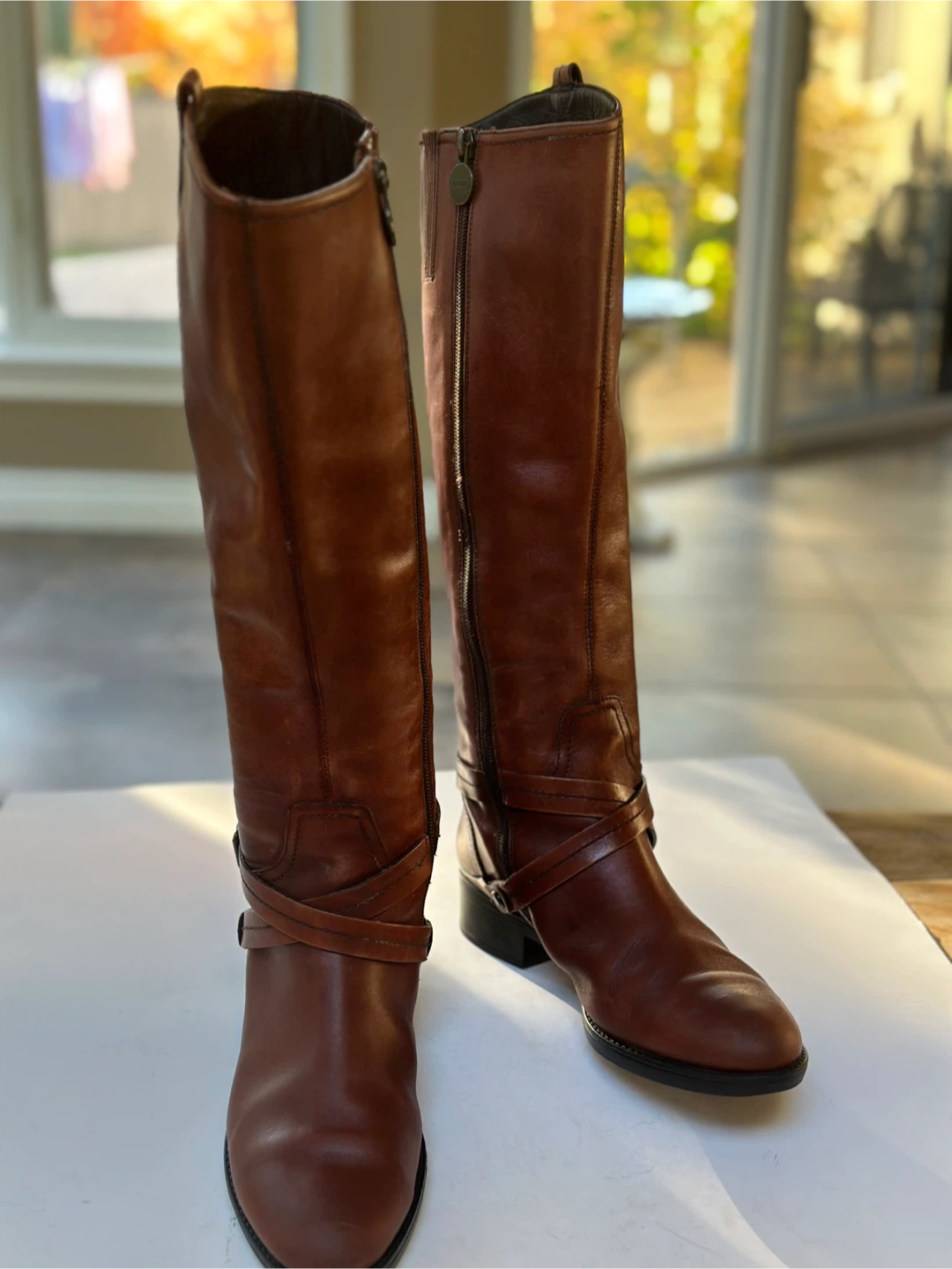 GEOX Brown Leather Riding Boots, Size: EUR 38.5 /US 7.5