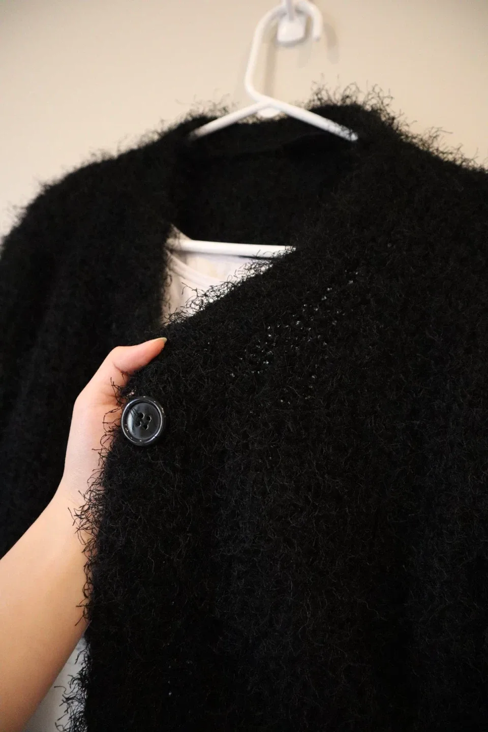 Black Fuzzy Cropped Cardigan