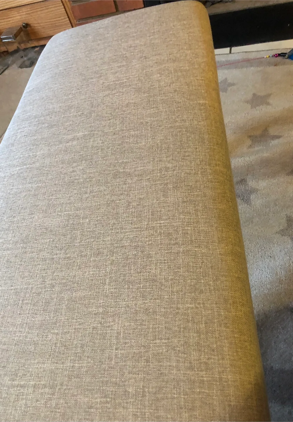 New Classic Home Furnishings Grey Bench Walnut Wood Legs image indicator(3)