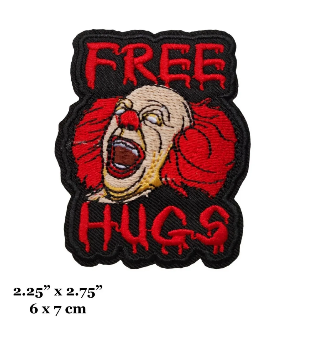 Free Hugs Clown Iron-On Patch, 2.25" x 2.75" thumbnail