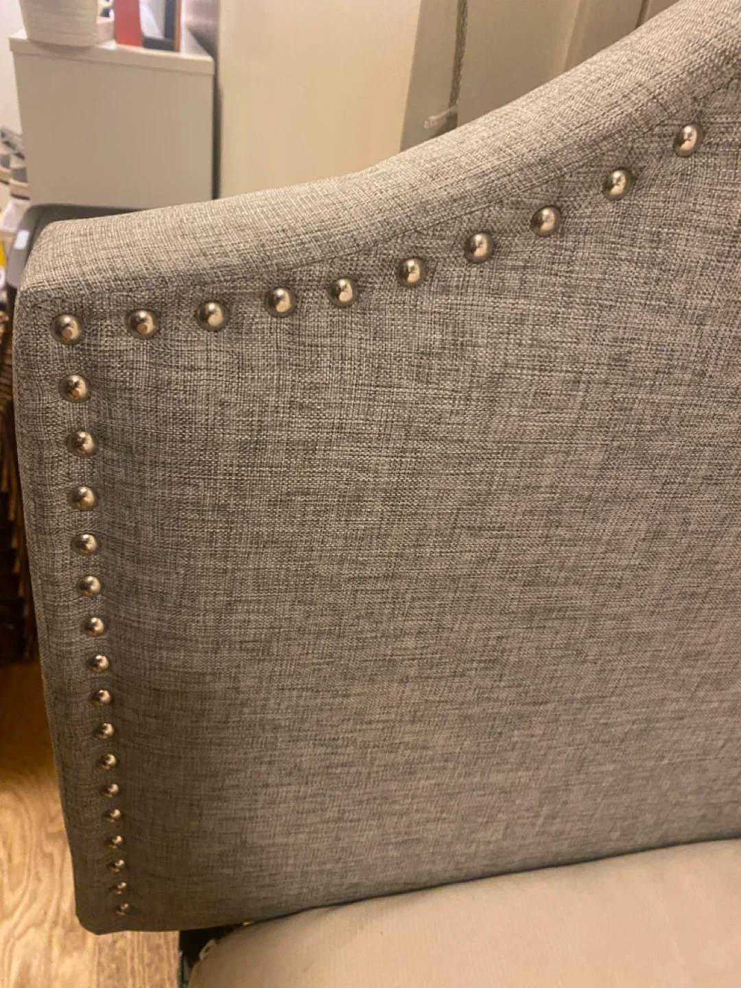 Grey Upholstered Headboard Bed Frame thumbnail