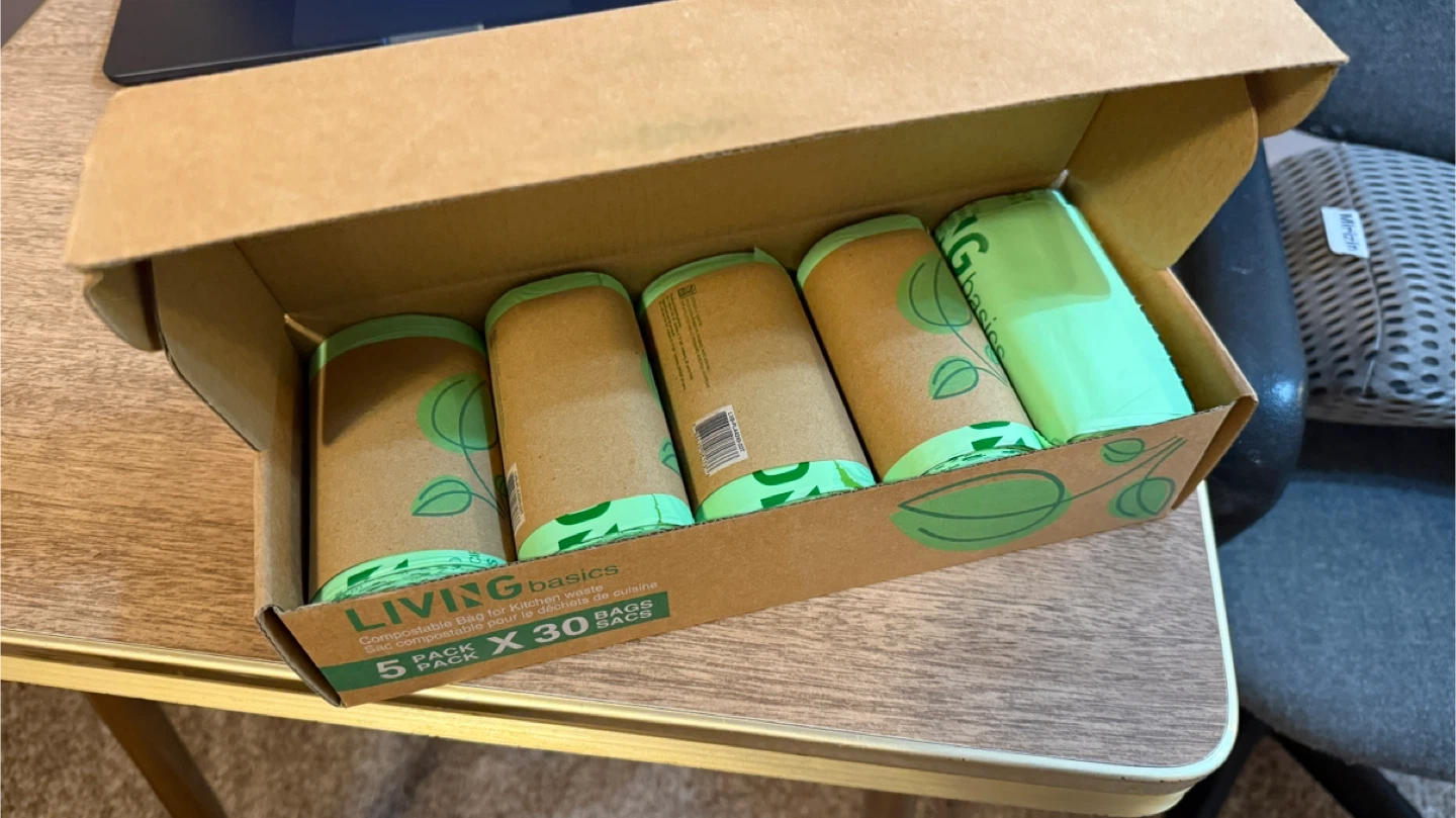 Living Basics Compostable Kitchen Waste Bags (5 pack x 30)