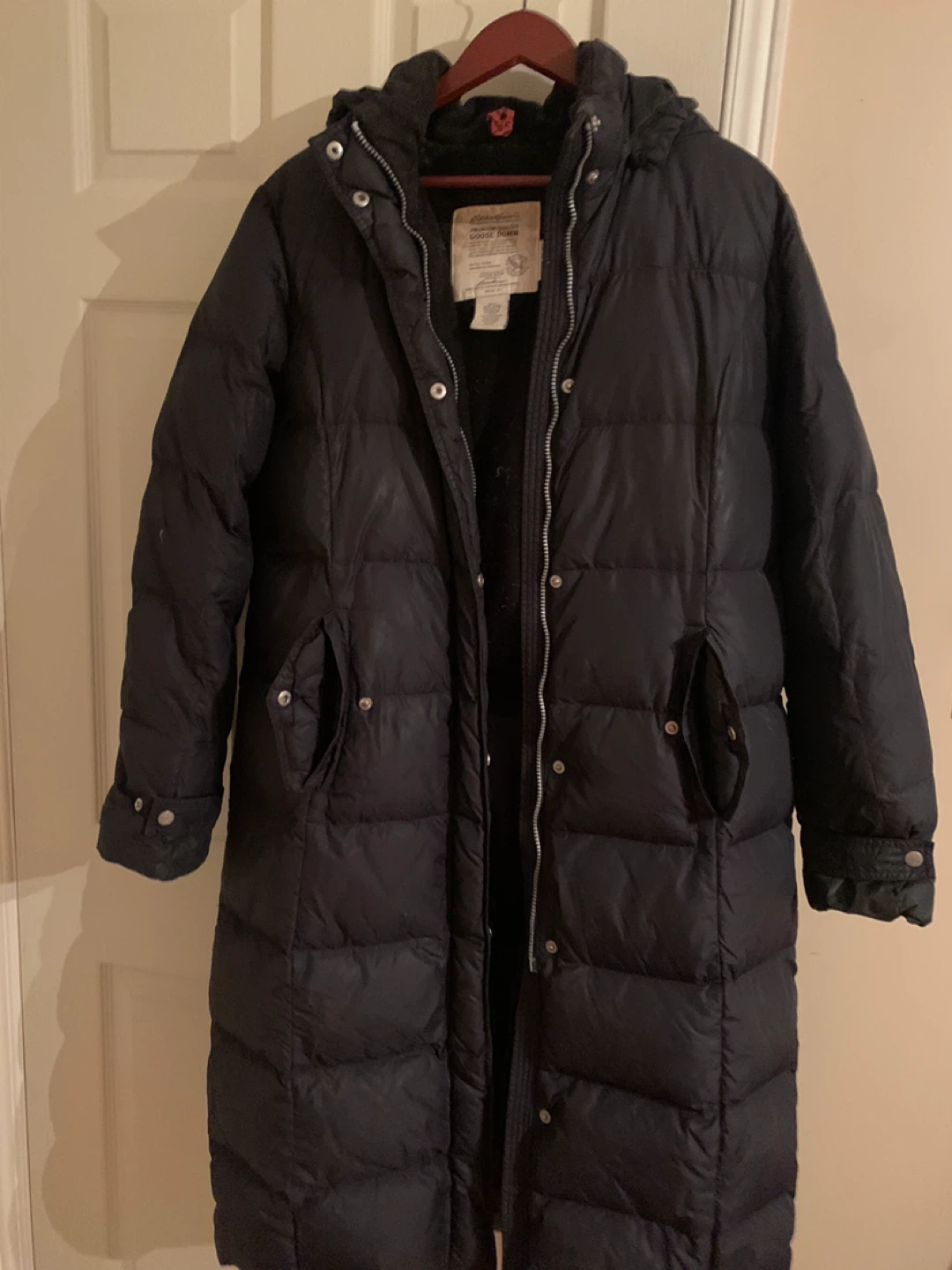 Eddie Bauer Black Puffer Long Goose Down Parka
