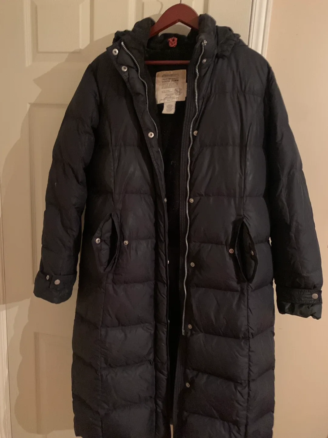 Eddie Bauer Black Puffer Long Goose Down Parka