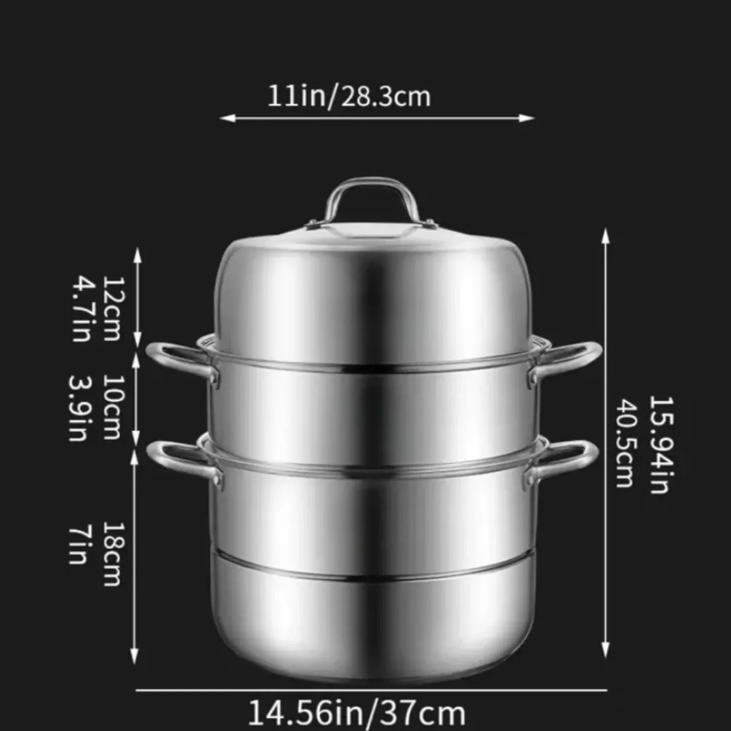3 Tier Large Stainless Steel Steamer - New image indicator(4)