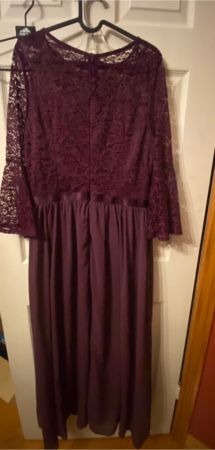 Lace Top Chiffon Maxi Dress - Burgundy/grape