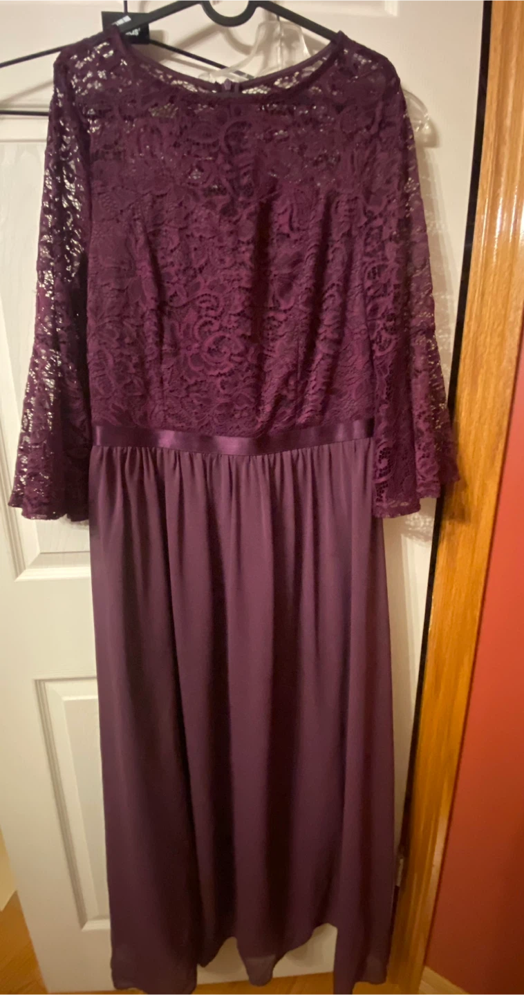 Lace Top Chiffon Maxi Dress - Burgundy/grape - photo 3