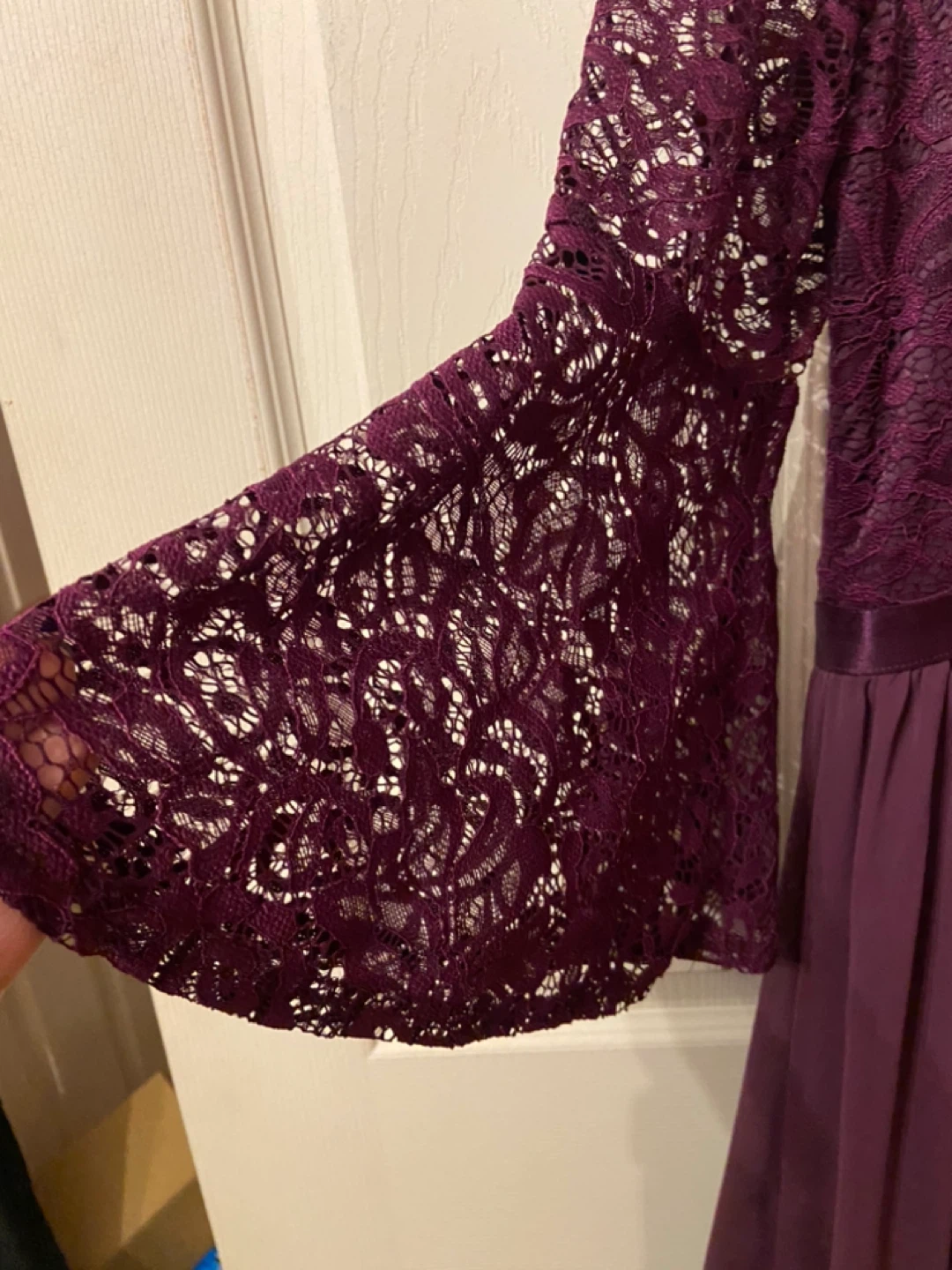 Lace Top Chiffon Maxi Dress - Burgundy/grape - photo 2