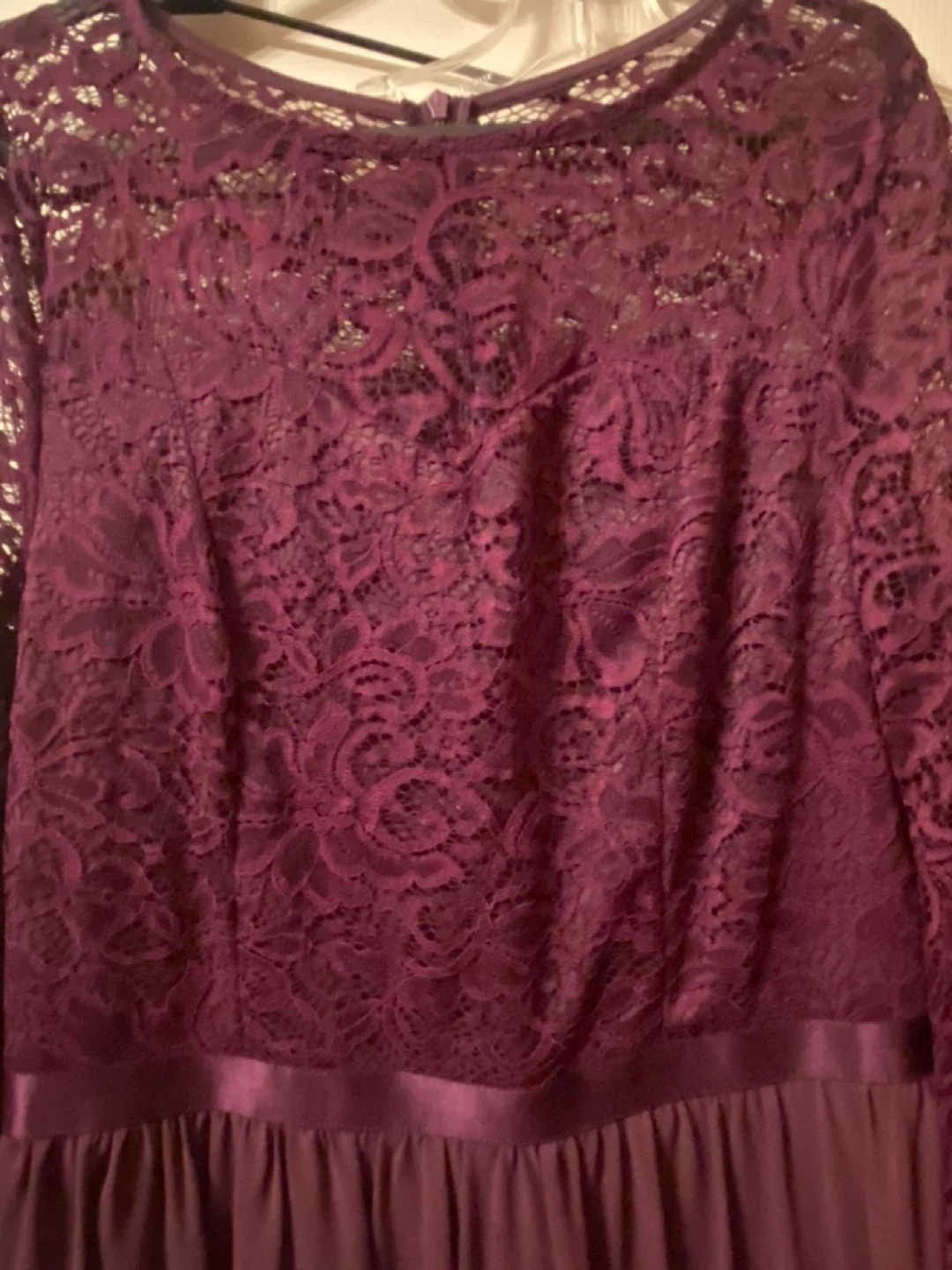 Lace Top Chiffon Maxi Dress - Burgundy/grape - photo 4