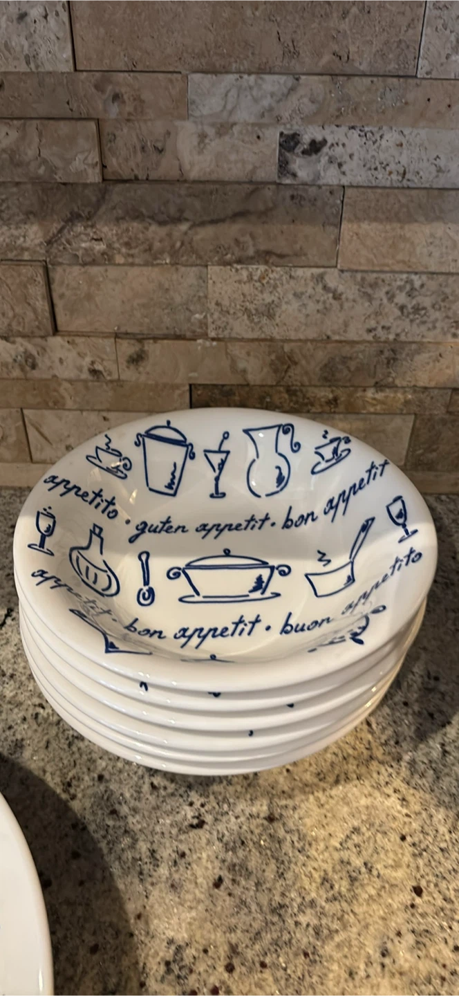Vintage La Primulaf Pasta Serving Plate plus 5 Bowls - photo 2