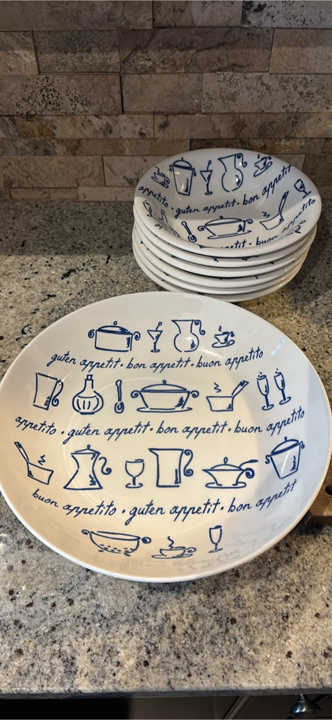 Vintage La Primulaf Pasta Serving Plate plus 5 Bowls