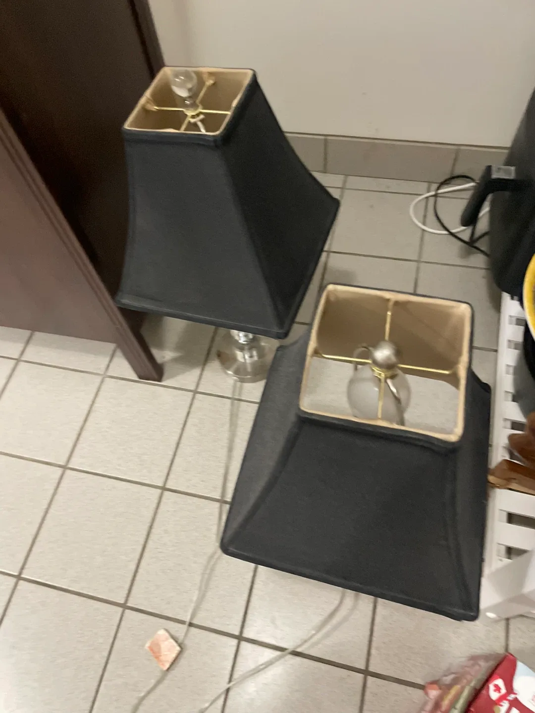 Pair of Black Lamps with Silver Base image indicator(2)