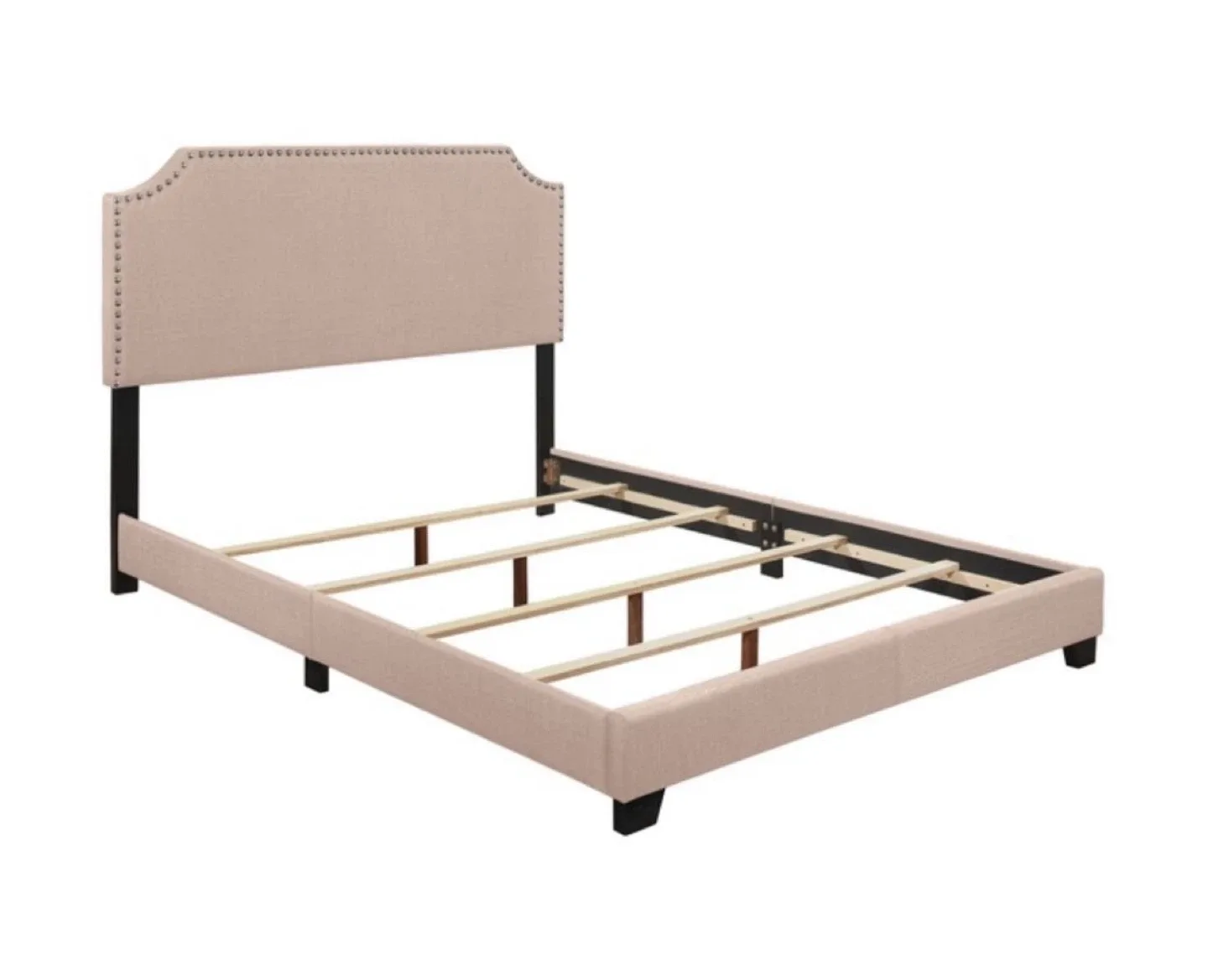 New Full Size Beige Upholstered Bed image indicator(5)