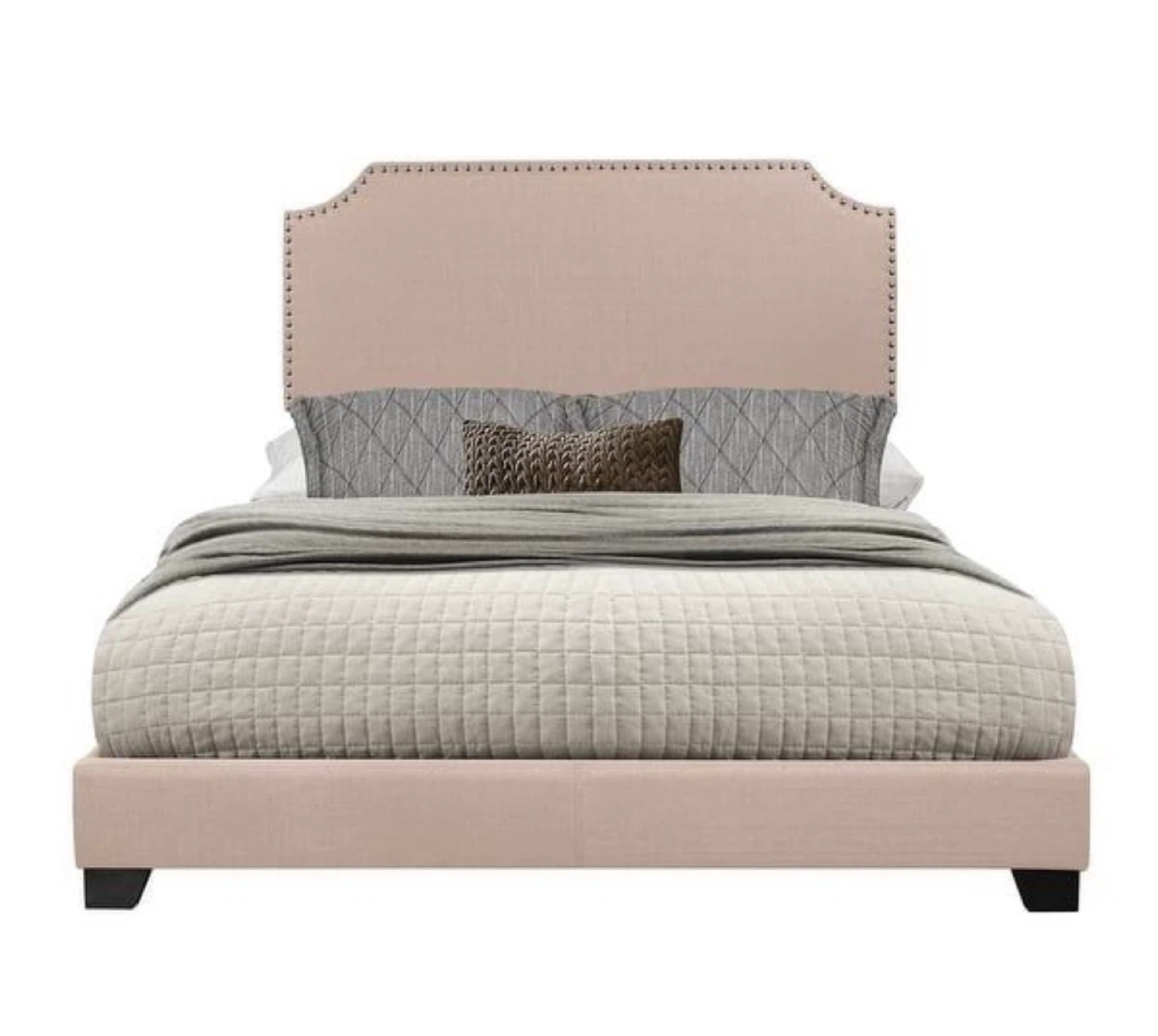 New Full Size Beige Upholstered Bed - photo 4