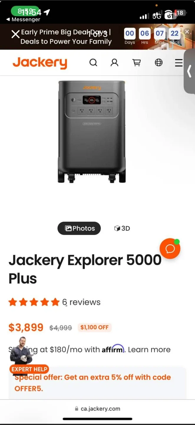 Jackery Explorer 5000 Plus Solar Generator - Like New! image indicator(3)