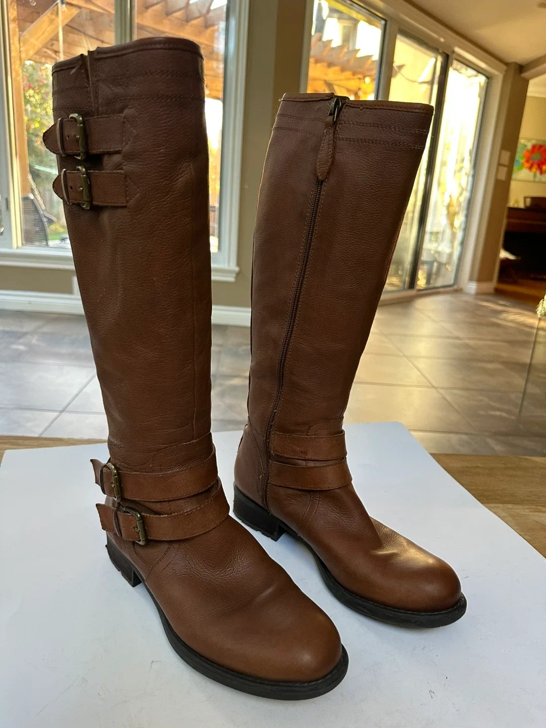 FRANCO SARTO Brown Leather Riding Boots. size EUR 39.5 / US 8.5 image indicator(3)