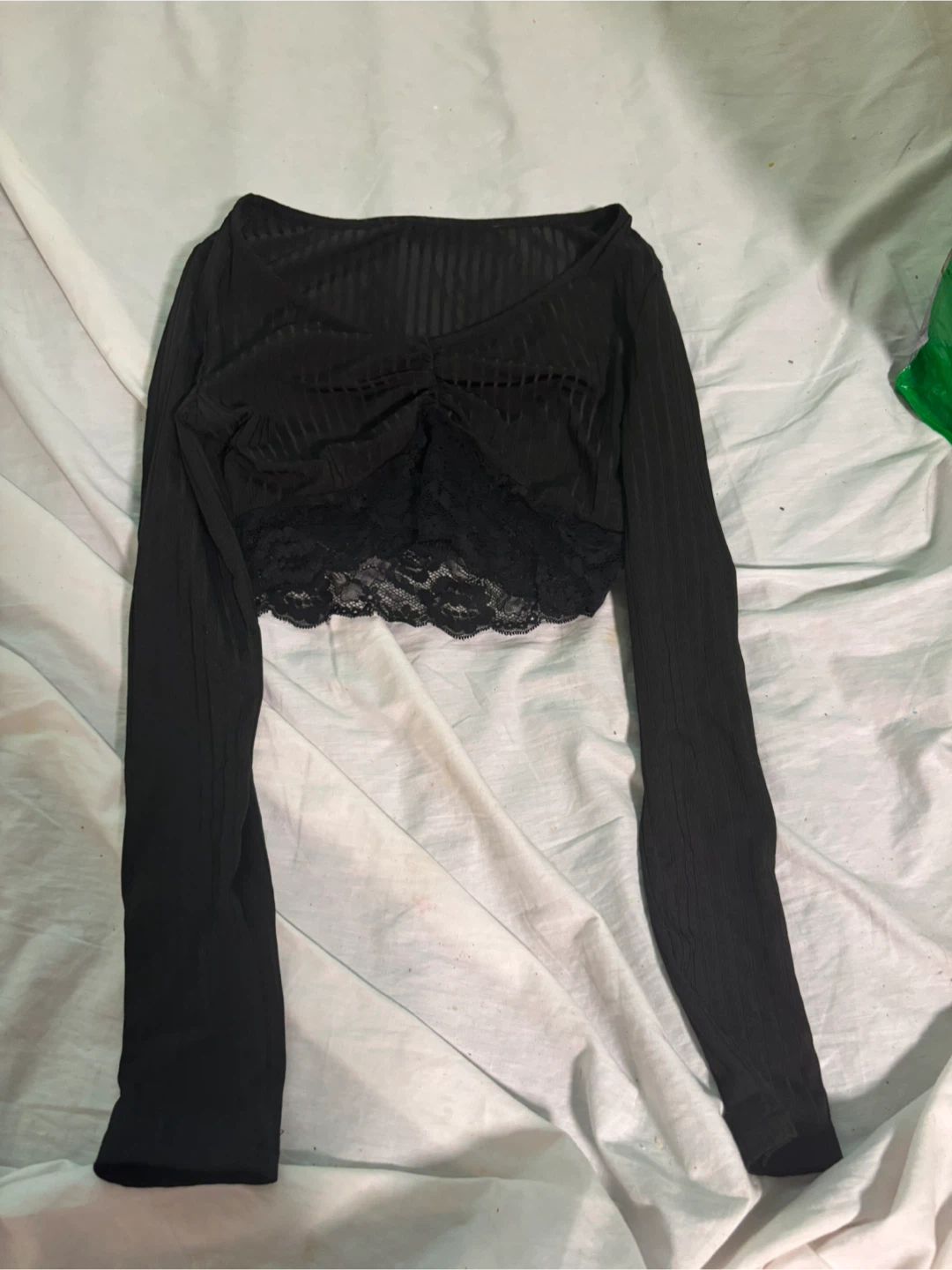 Black Long Sleeve Crop Top new