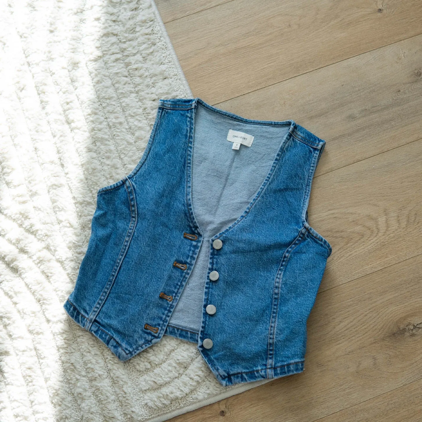 Oak + Fort Denim Vest - Size Small