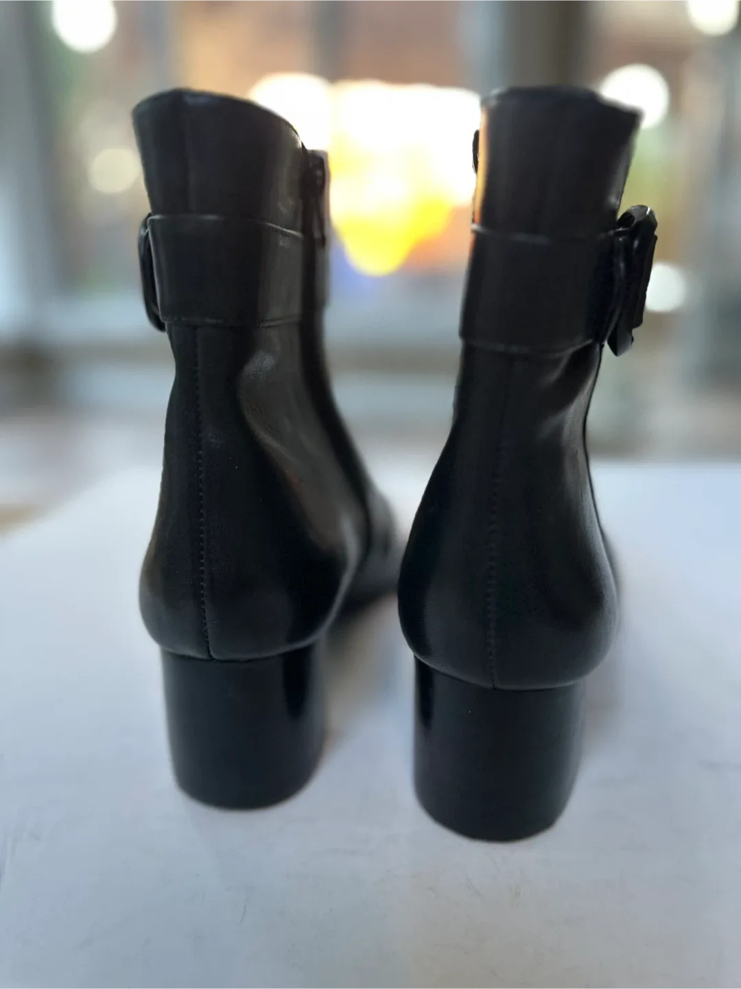 NINE WEST Black Leather Ankle Boots Size 7M image indicator(4)