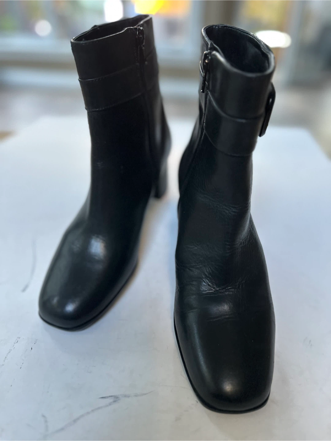 NINE WEST Black Leather Ankle Boots Size 7M