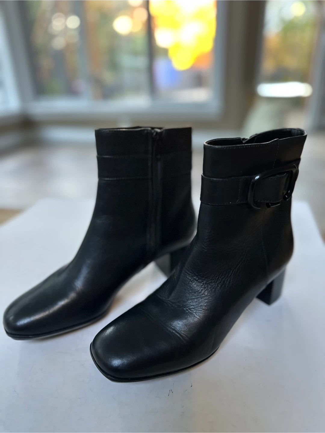 NINE WEST Black Leather Ankle Boots Size 7M - photo 2