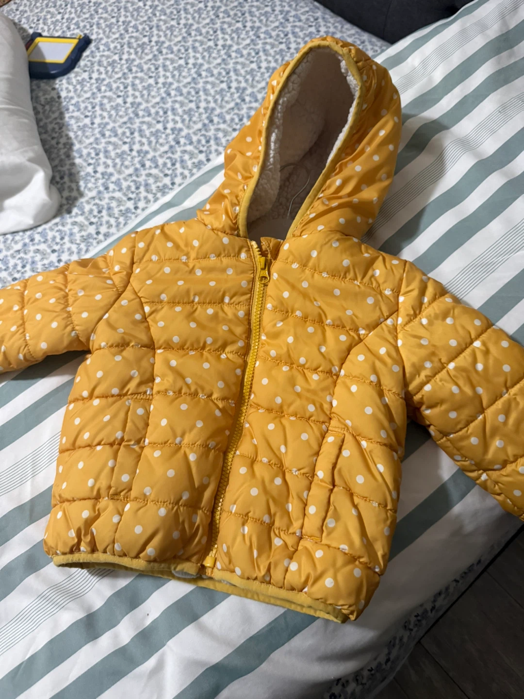 Yellow Polka Dot Puffer Jacket