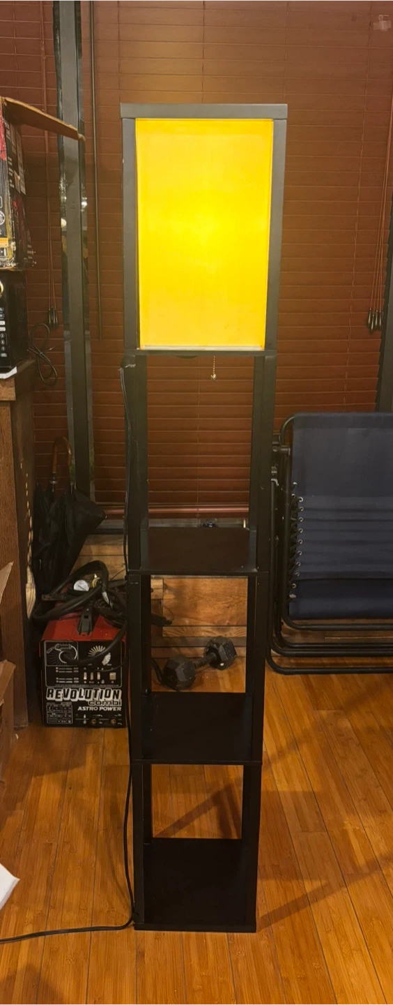 Black Floor Lamp with Shelves