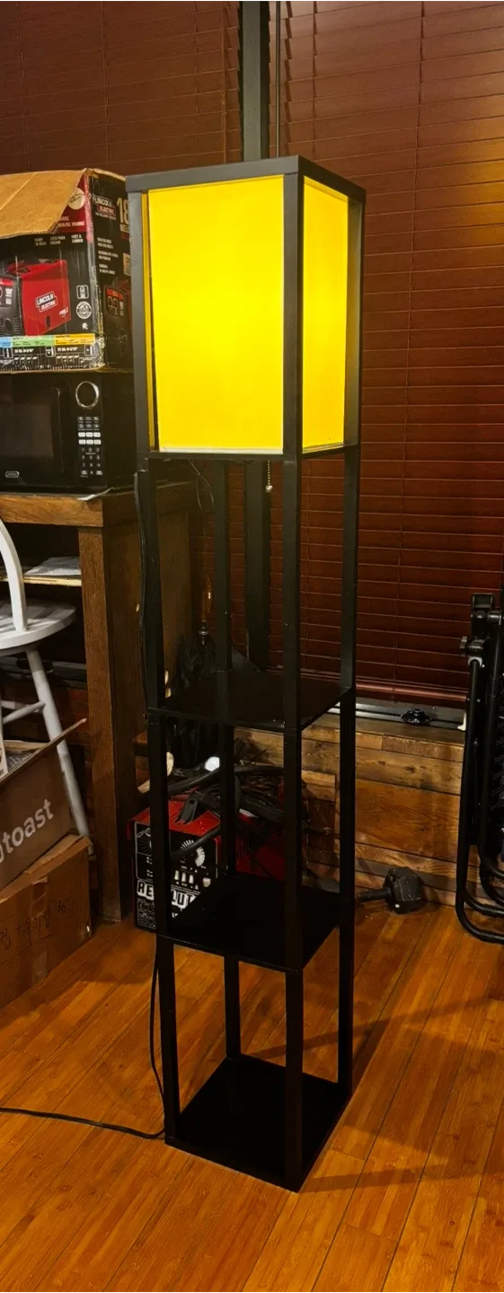 Black Floor Lamp with Shelves image indicator(2)