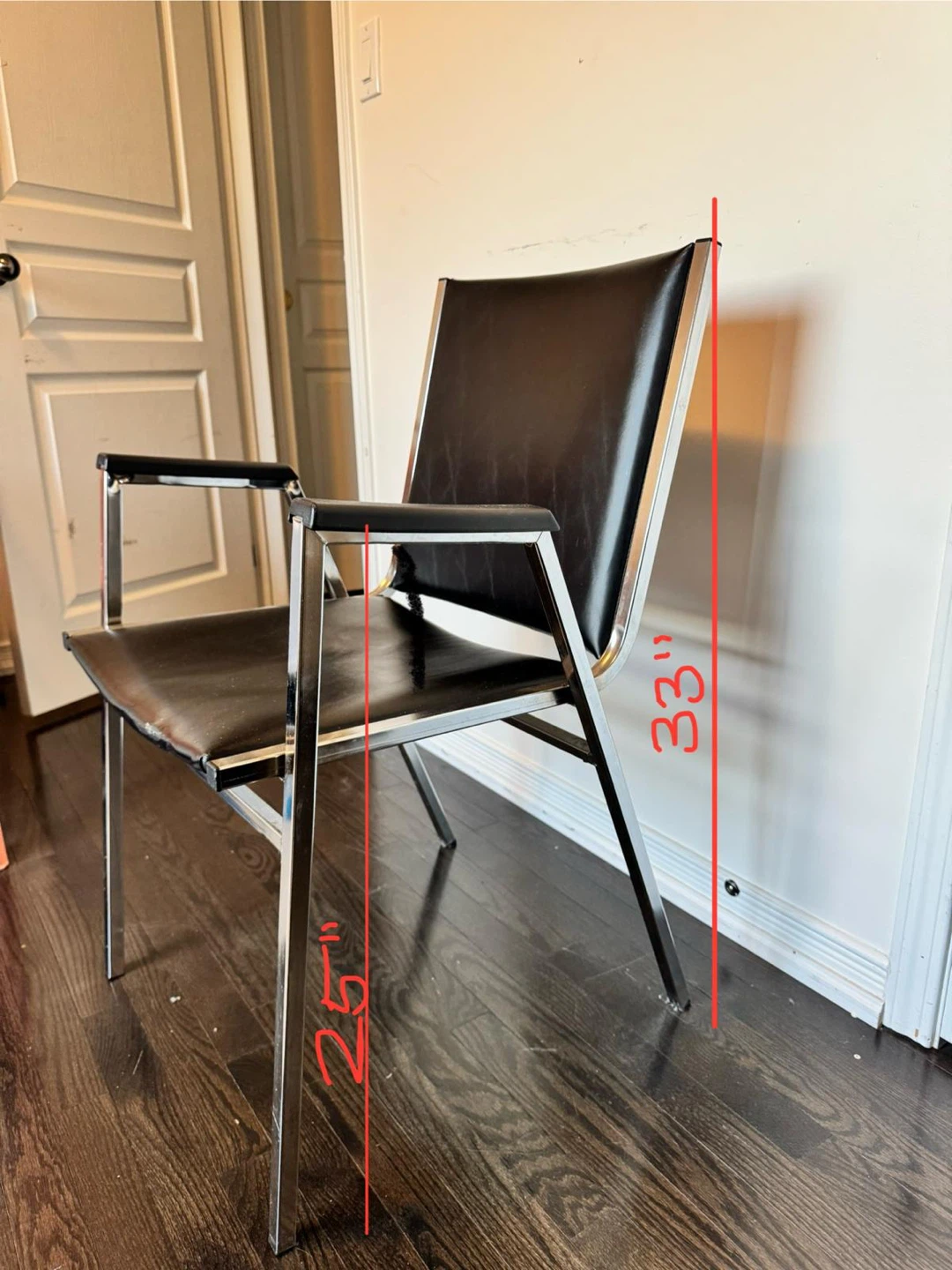 Chrome & Black Leather Accent Chair
