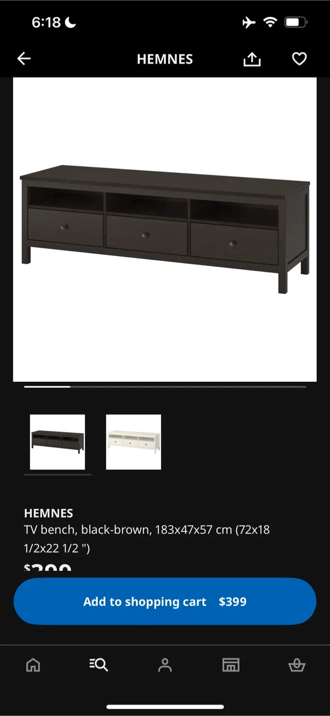 IKEA Hemnes Black-Brown TV Bench image indicator(2)