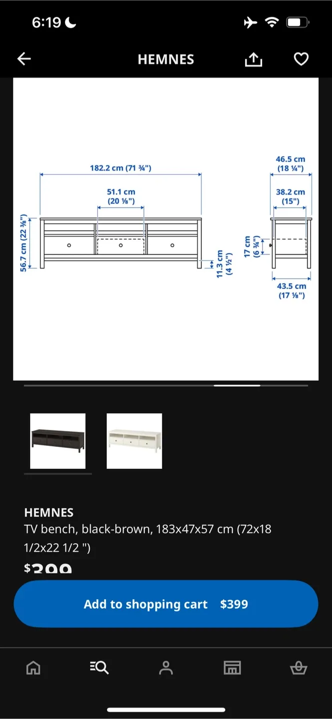 IKEA Hemnes Black-Brown TV Bench image indicator(5)