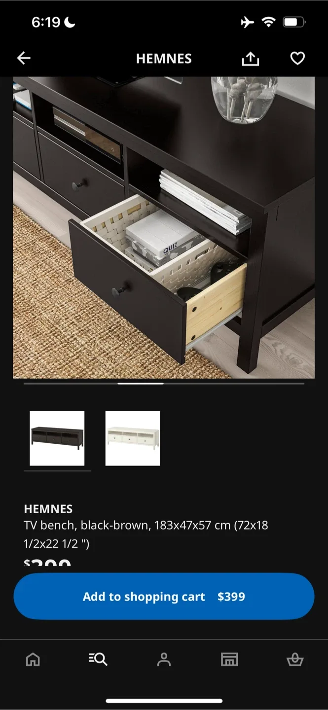 IKEA Hemnes Black-Brown TV Bench image indicator(3)
