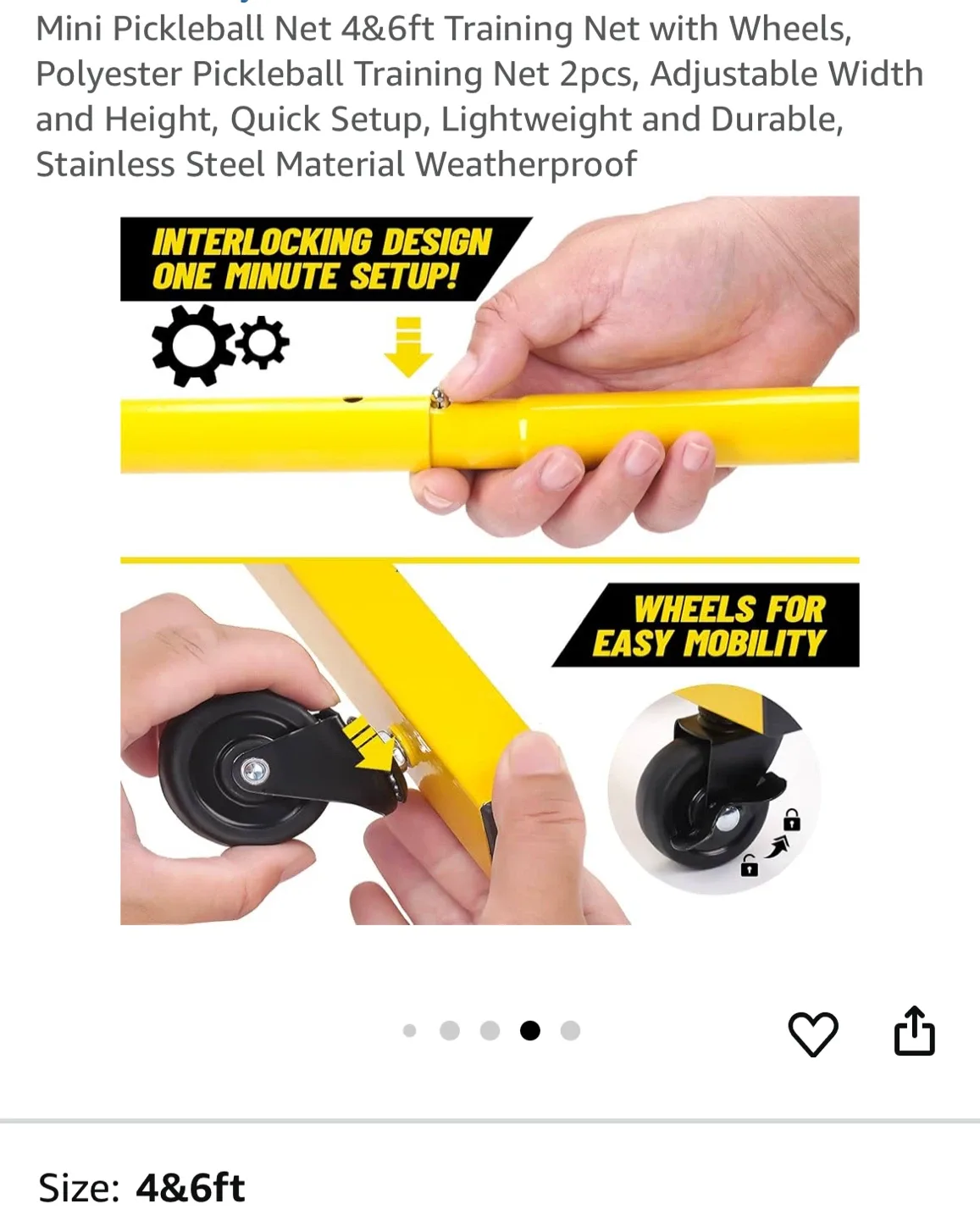 Frelisiy Mini Pickleball Net 4&6ft Training Net image indicator(6)