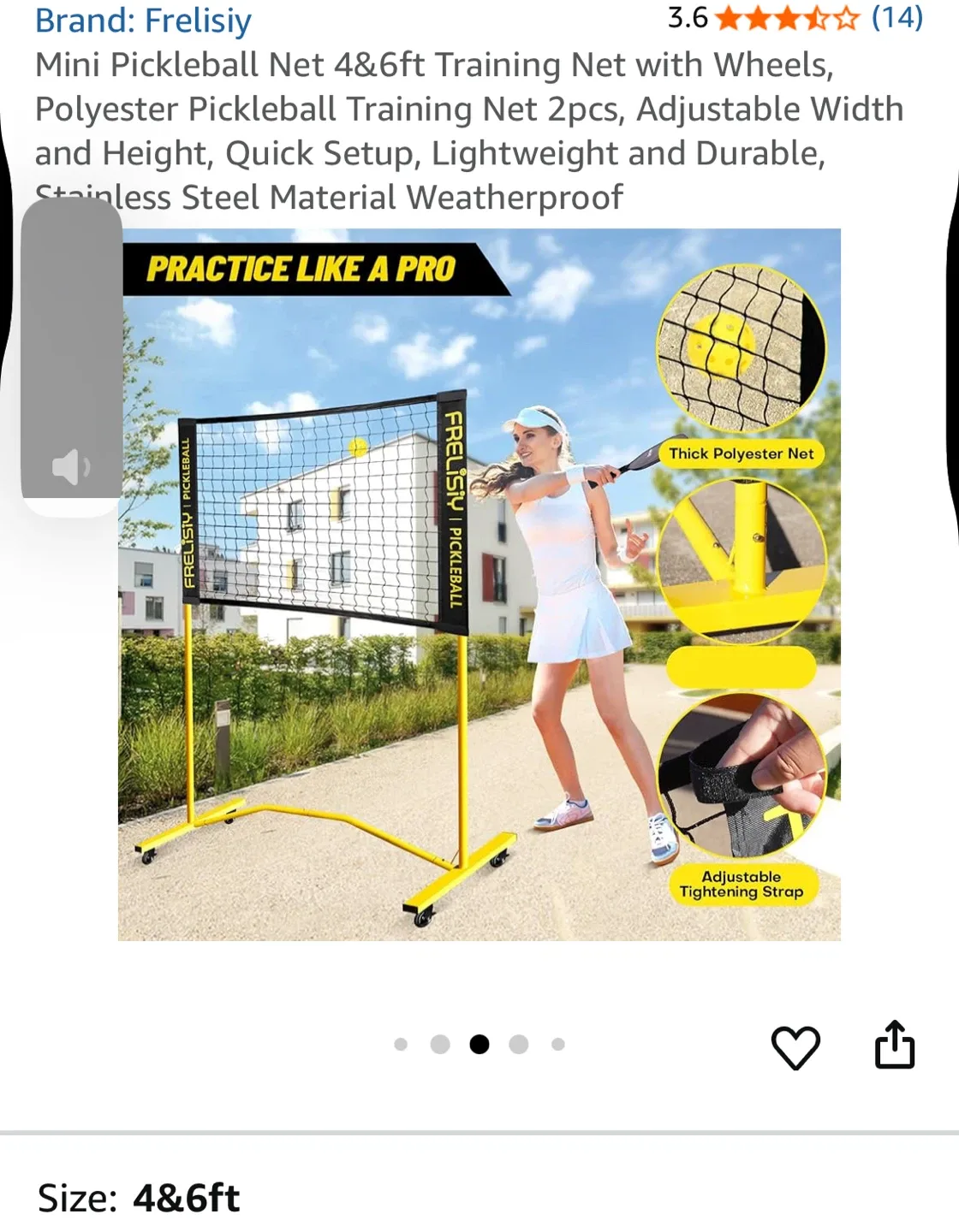 Frelisiy Mini Pickleball Net 4&6ft Training Net image indicator(3)